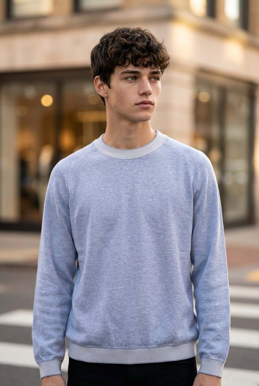 Ping Collection Men's Light Blue Raglan Crewneck Sweatshirt